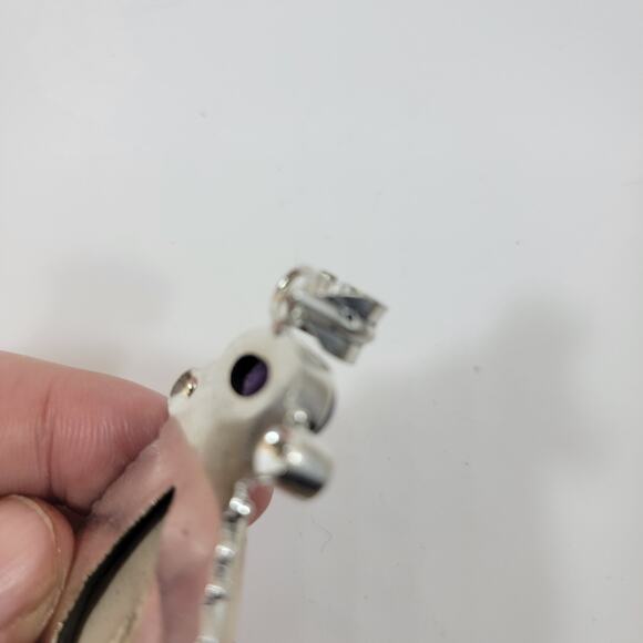 Handmade Silver Pendant with Rainbow Moonstone and Faceted Amethyst Accents - Picture 5 of 10